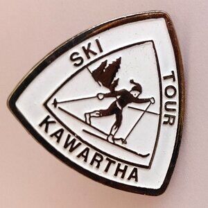 FUN Vintage Skiing Pin SKI Tour Kawartha Cross Country Skiing Silver Tone